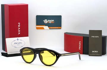 Prada Black Cat Eye Sunglasses with Iconic Metal Plaque