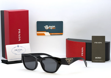Prada Black Rectangular Sunglasses with Triangle Logo