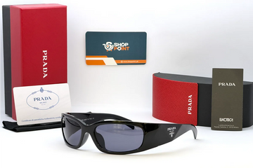 Prada Black Wraparound Sunglasses with Milano Logo
