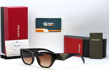 Prada Chocolate Brown Rectangular Sunglasses with Triangle Logo