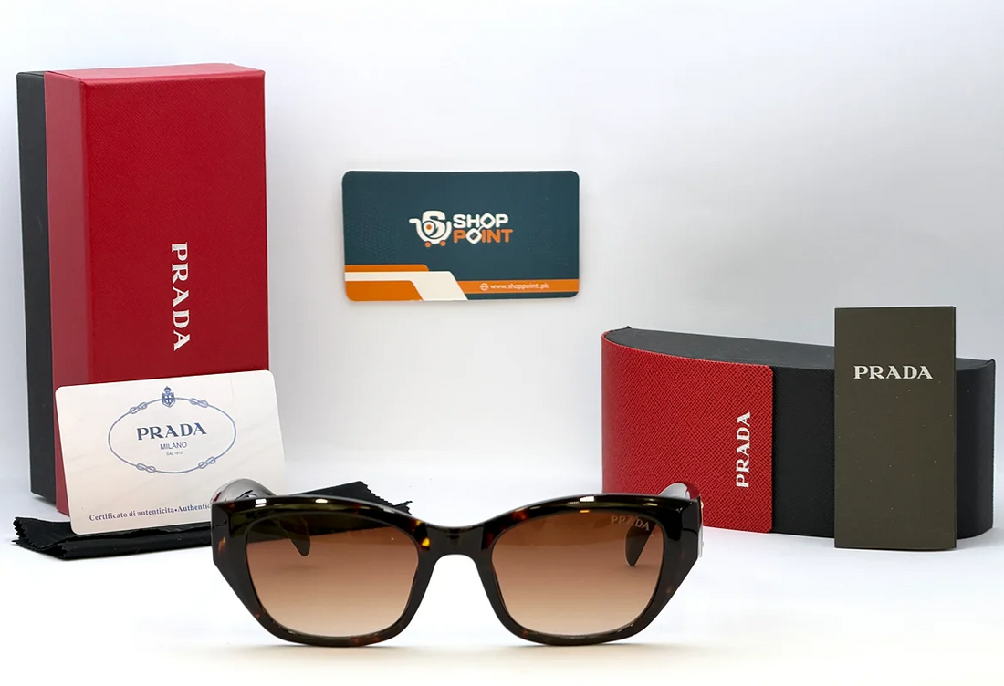 Prada Chocolate Brown Rectangular Sunglasses with Triangle Logo