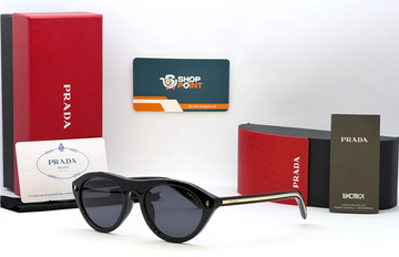 Prada Havana Oval Sunglasses with Iconic Metal Plaque