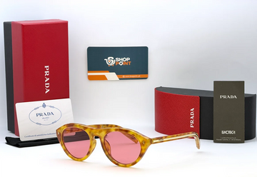 Prada Tortoise Oval Sunglasses with Pink Lenses