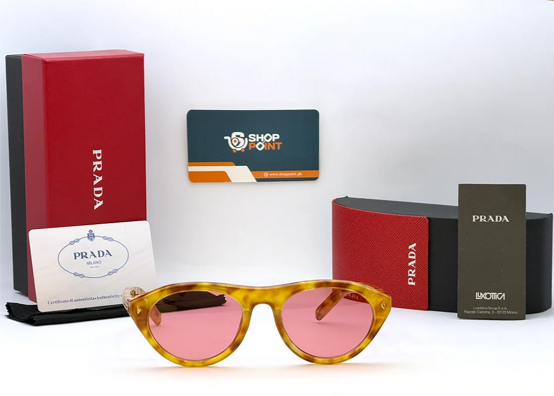 Prada Tortoise Oval Sunglasses with Pink Lenses