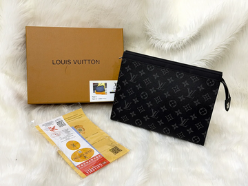 Premium Black Monogram Zip Pouch for Men