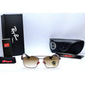 Ray-Ban sunglasses with case and box on a white background