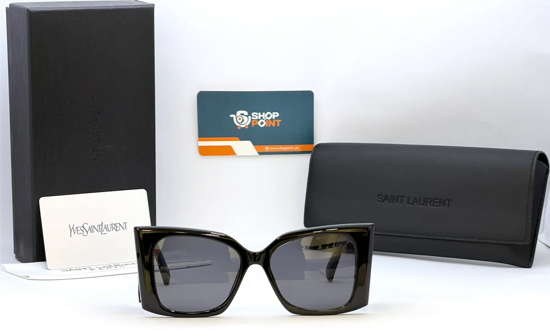 Saint Laurent Black Bold Square Sunglasses