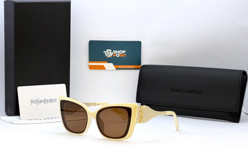 Saint Laurent M1725L Cream Brown Square Sunglasses