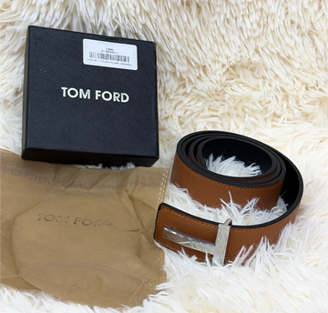 Tom Ford Brown Belt with Silver Buckle