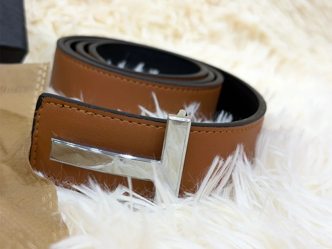 Tom Ford Brown Belt with Silver Buckle