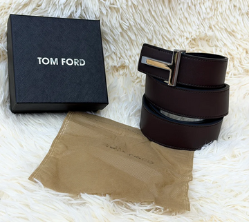 Tom Ford Dark Brown Belt with Two-Tone T Buckle