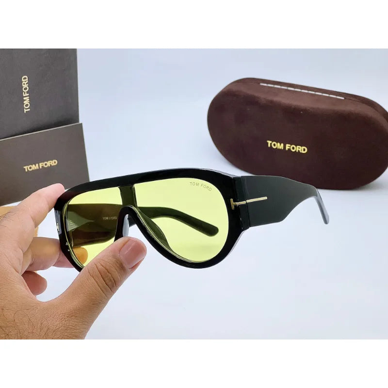Tom Ford Bronson sunglasses with light tinted lenses and black plastic frame