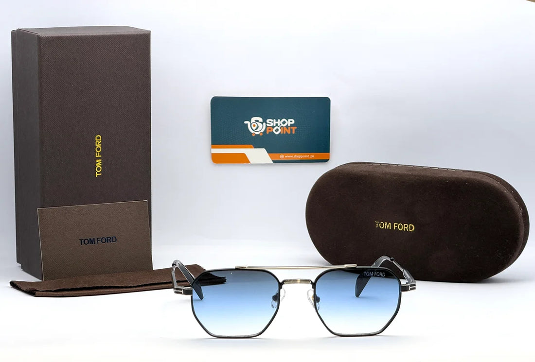 Tom Ford TF617 Silver Blue Lens Sunglasses