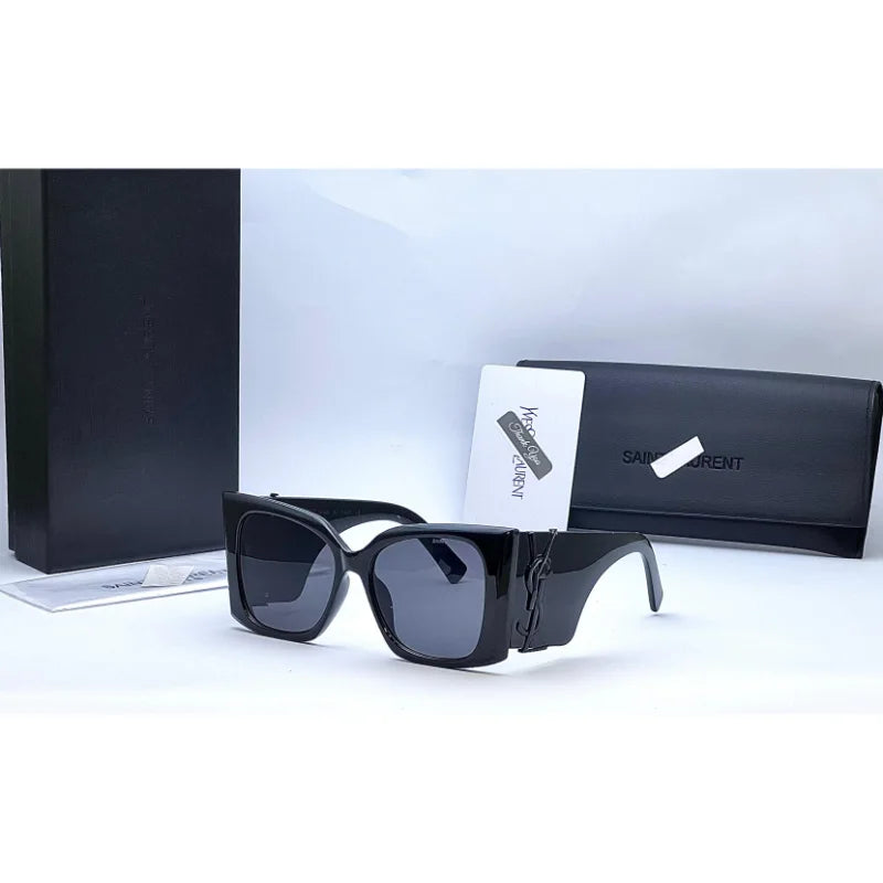 Saint Laurent YSL Blaze black oversized sunglasses with black acetate frame and angular square lenses