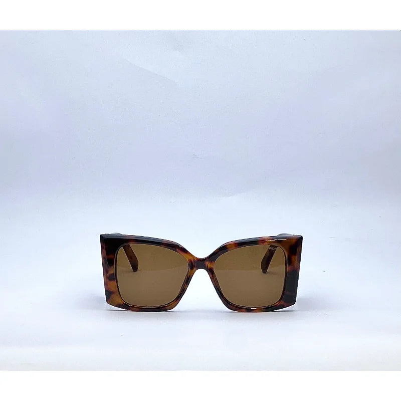Saint Laurent YSL Blaze brown oversized sunglasses with black acetate frame and angular square lenses