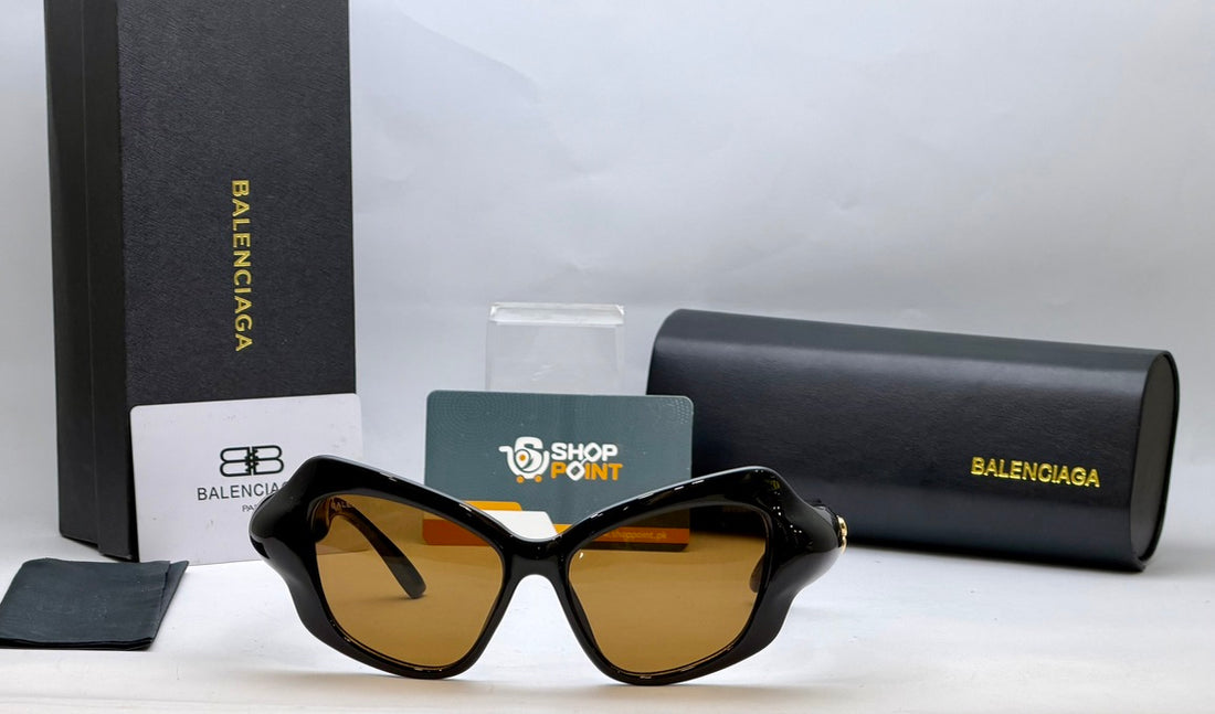 Balenciaga Black Angular Cat Eye Sunglasses