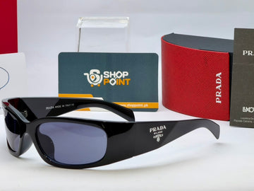 Prada Black Wraparound Sunglasses with Milano Logo