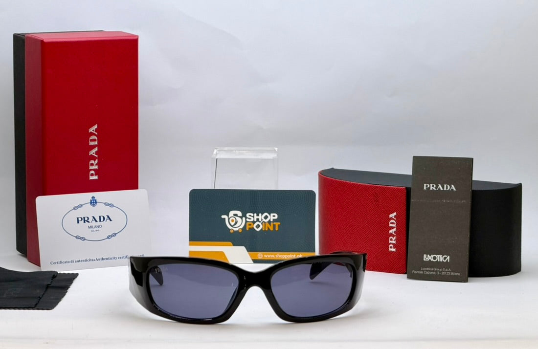 Prada Black Wraparound Sunglasses with Milano Logo