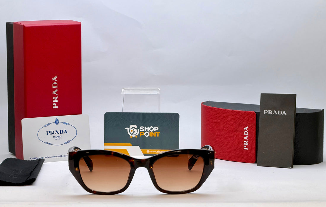 Prada Chocolate Brown Rectangular Sunglasses with Triangle Logo