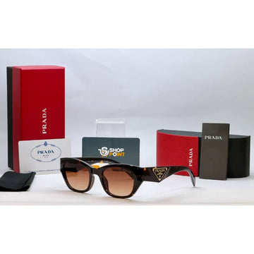 Prada Chocolate Brown Rectangular Sunglasses with Triangle Logo