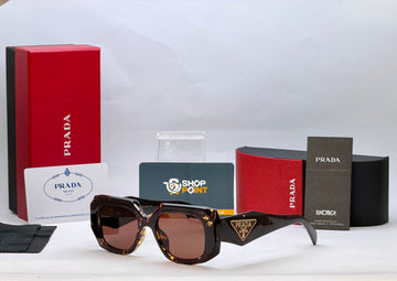 Prada Symbole Tortoise Rectangular Sunglasses