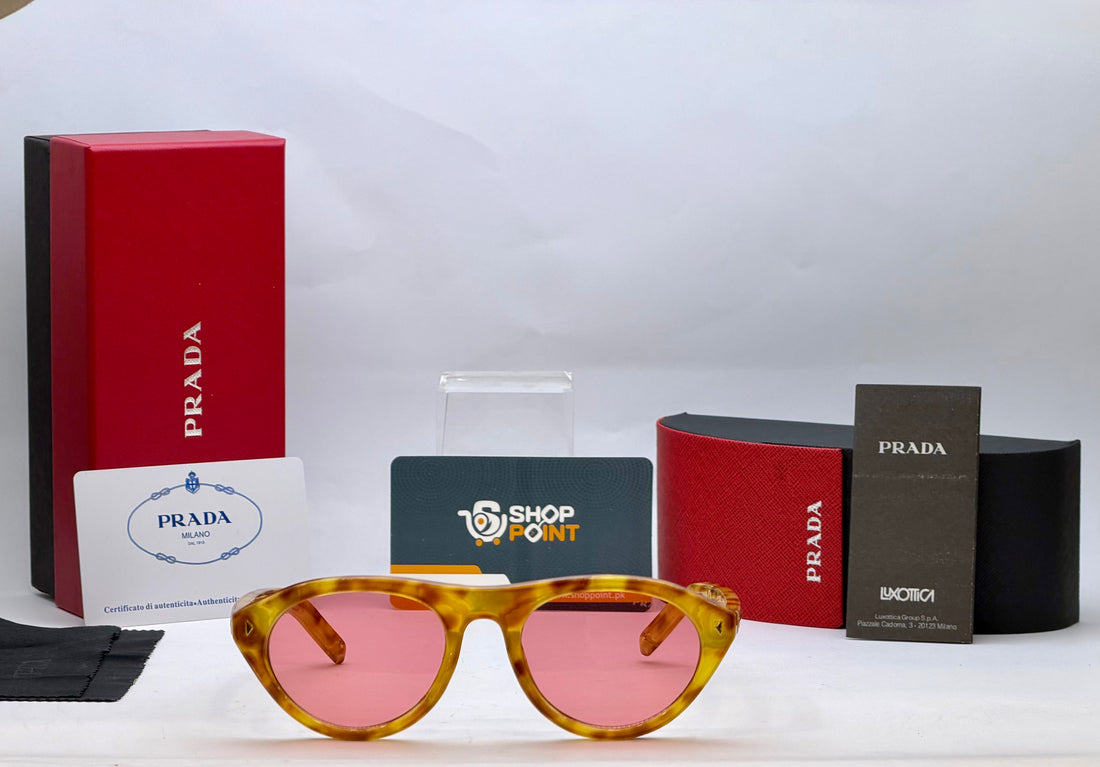 Prada Tortoise Oval Sunglasses with Pink Lenses