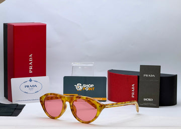 Prada Tortoise Oval Sunglasses with Pink Lenses