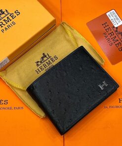 Hermes Black Leather Wallet For Men
